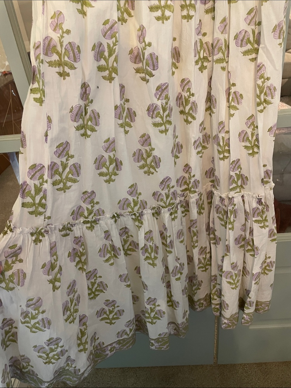 White Floral Puff-Sleeve Maxi Dress with Smocked Bodice - Picture 4 of 4